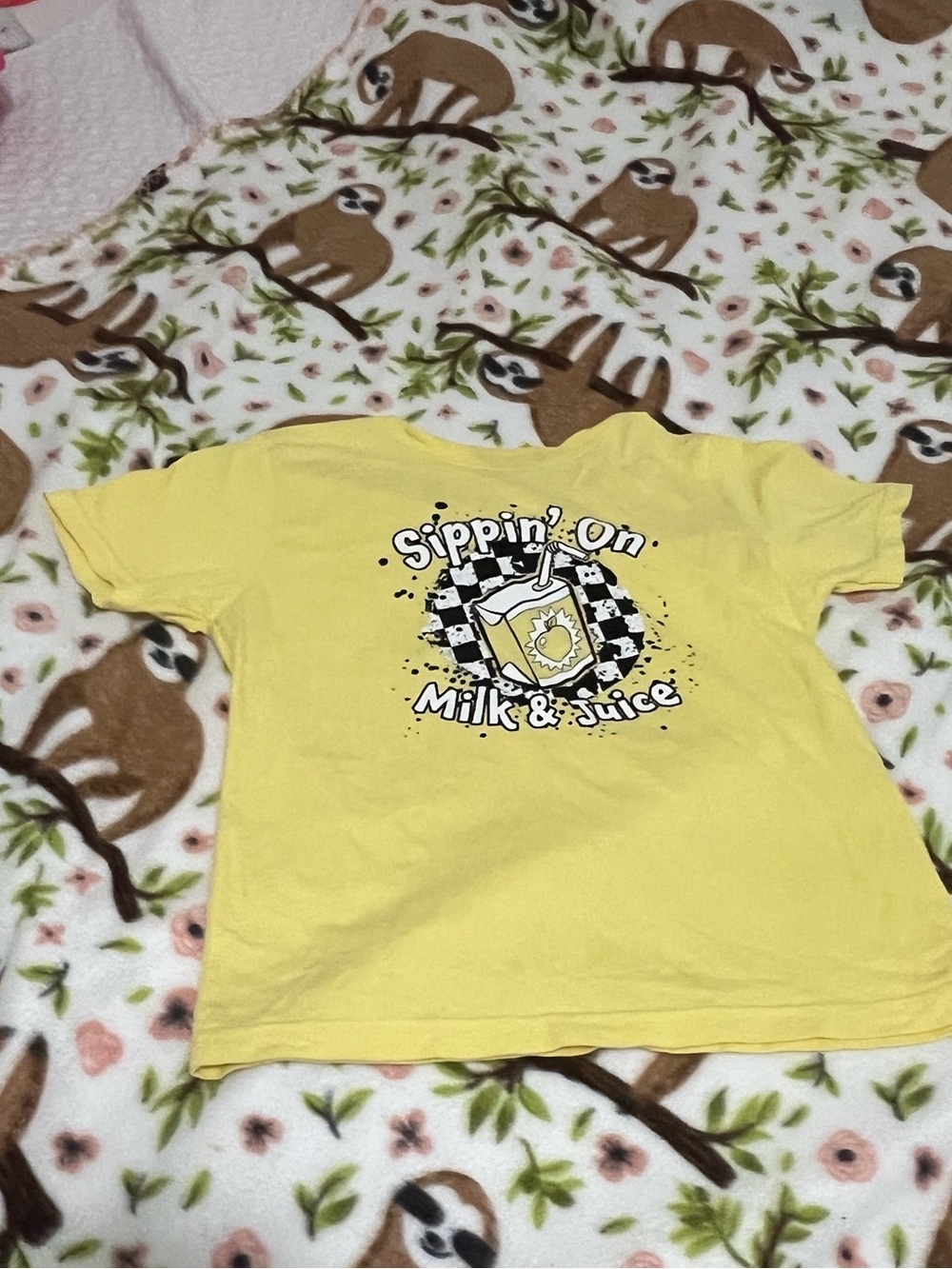 Kids Yellow 'Sippin' On Milk & Juice' Graphic Tee - boys 5T